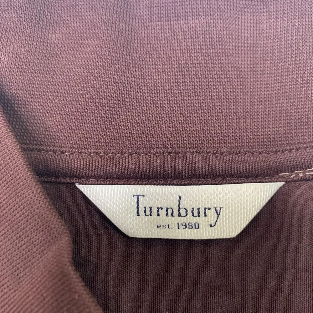 Turnbury Shirt Mens XL Extra Large Brown Pima Cotton Knit Mock Neck Long Sleeve